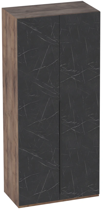 Шкаф двухстворчатый Браун, распашной для одежды, таксония / мрамор неро маркина