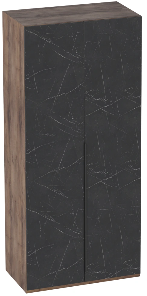 Шкаф двухстворчатый Браун, распашной для одежды, таксония / мрамор неро маркина
