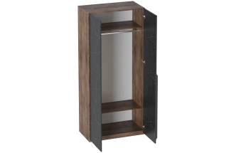 Шкаф двухстворчатый Браун, распашной для одежды, таксония / мрамор неро маркина