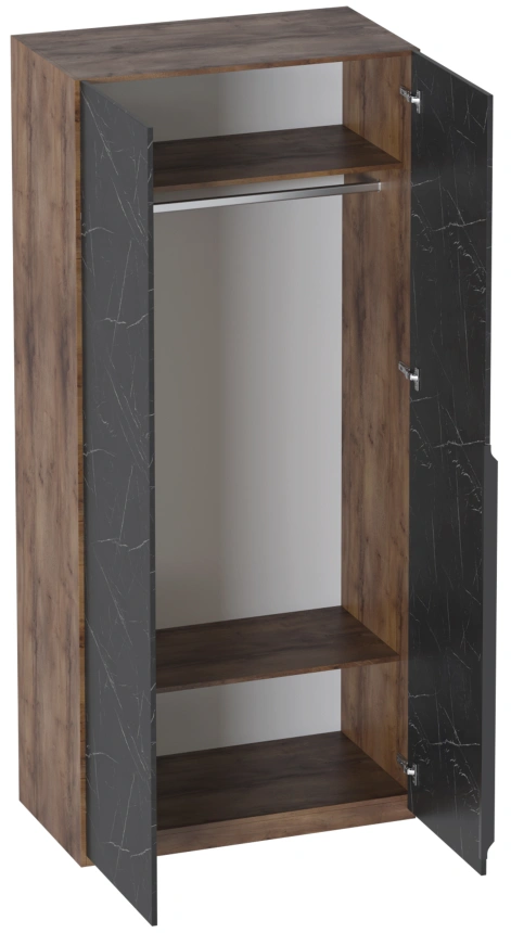 Шкаф двухстворчатый Браун, распашной для одежды, таксония / мрамор неро маркина