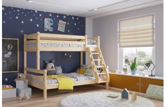 Кровать двухъярусная Адель 2, с наклонной лестницей, прозрачный лак