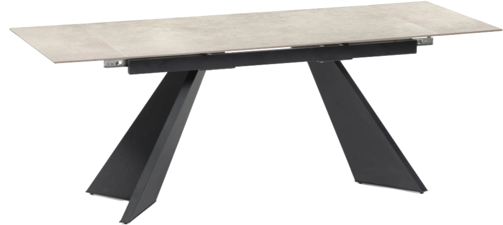 Кухонный стол раздвижной Ливи, 140(200), керамика, creto forever beige, каркас черный