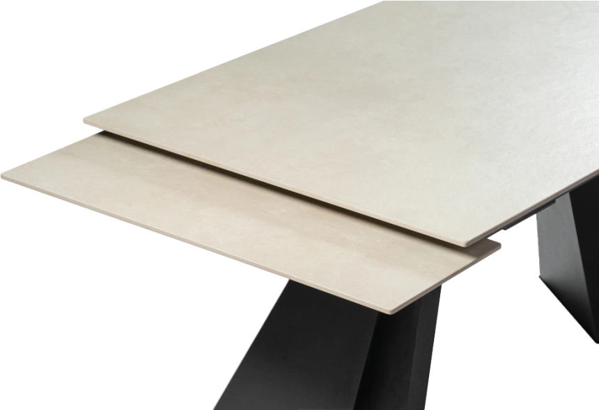 Кухонный стол раздвижной Ливи, 140(200), керамика, creto forever beige, каркас черный