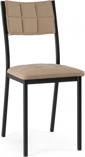 Стул на металлокаркасе Бекал, велюр латте / черный матовый
