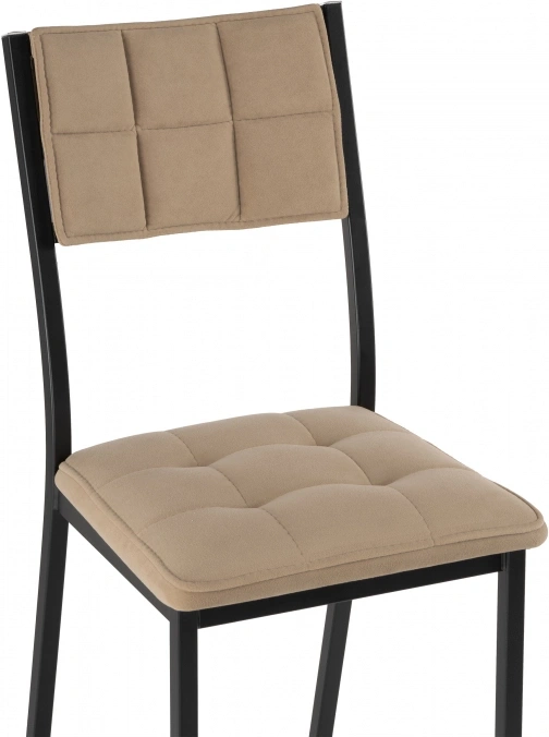 Стул на металлокаркасе Бекал, велюр латте / черный матовый