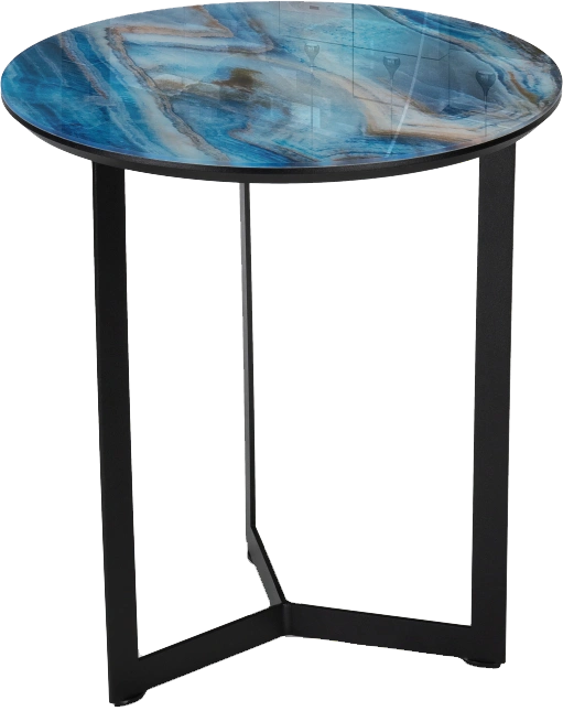 Журнальный стол Роб D-450, стекло, лазурит, каркас черный