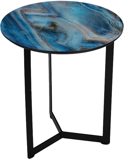 Журнальный стол Роб D-450, стекло, лазурит, каркас черный