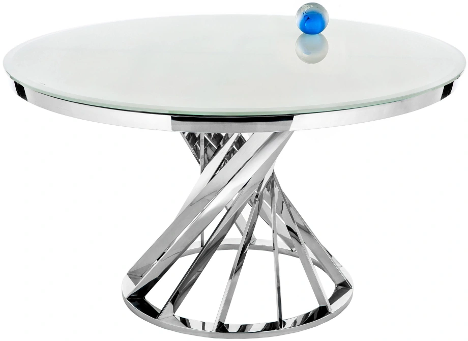 Обеденный стол Twist, стекло, steel / white