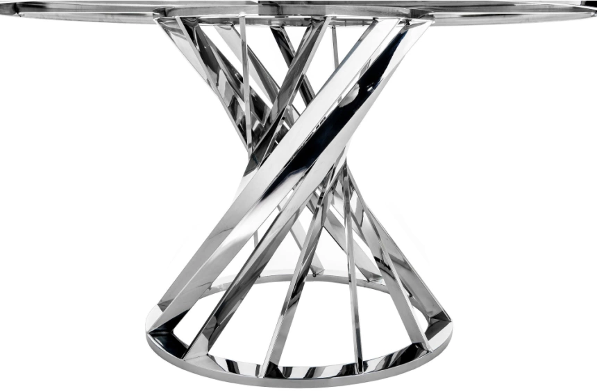Обеденный стол Twist, стекло, steel / white