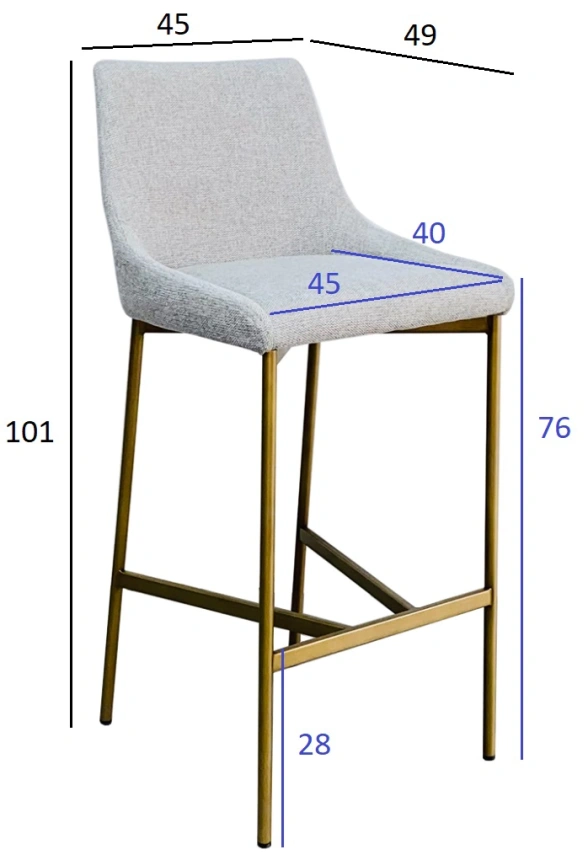 Барный стул 163YH-16963, рогожка, белый / бронза