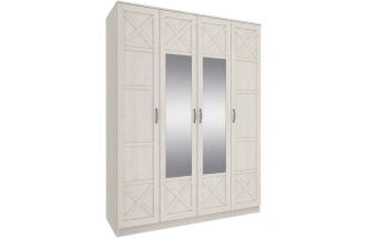 Шкаф Лозанна четырехдверный с зеркалом, Дуб белый