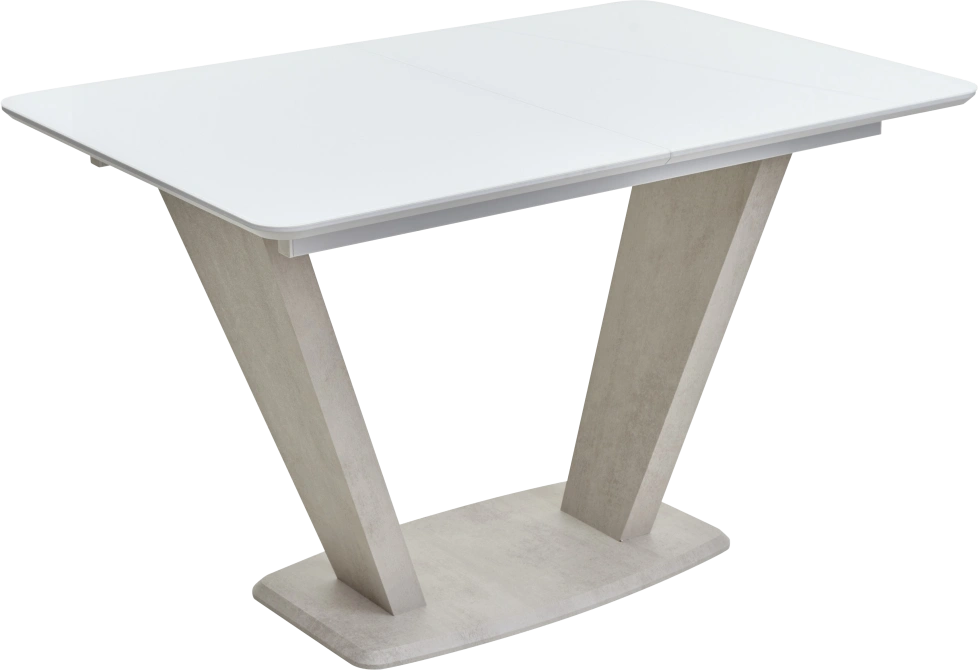 Кухонный стол раздвижной Прага 120, белый, стекло, камень светлый
