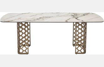 Кухонный стол Chiavari 220, Kl-188 Контрастный мрамор матовый, итальянская керамика, каркас шампань