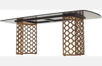 Кухонный стол Chiavari 220, Kl-188 Контрастный мрамор матовый, итальянская керамика, каркас шампань