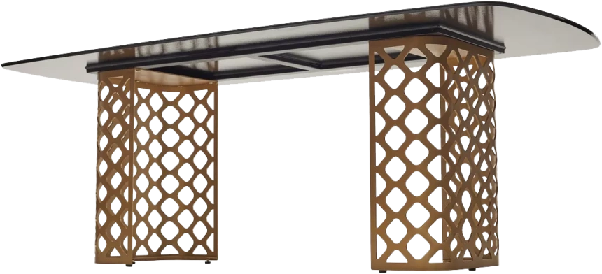 Кухонный стол Chiavari 220, Kl-188 Контрастный мрамор матовый, итальянская керамика, каркас шампань
