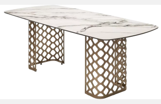 Кухонный стол Chiavari 220, Kl-188 Контрастный мрамор матовый, итальянская керамика, каркас шампань