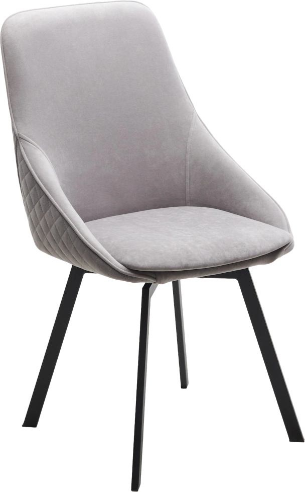 Стул Casa, мягкий, поворотный, B22 Серый, велюр, черный каркас