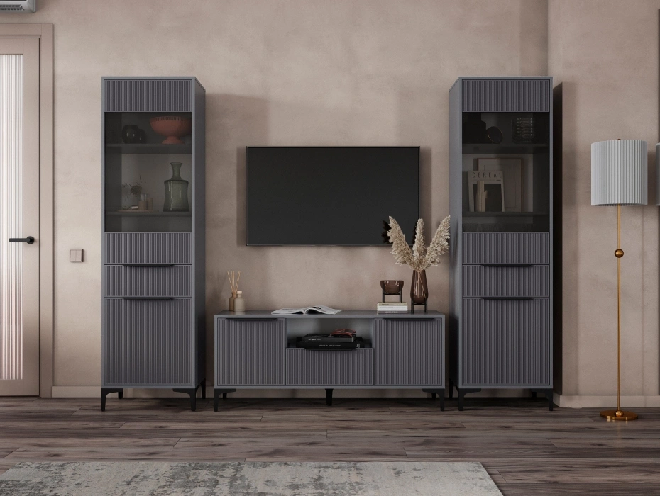 Модульная гостиная Иадама, комплектация 4, графит / графит софт