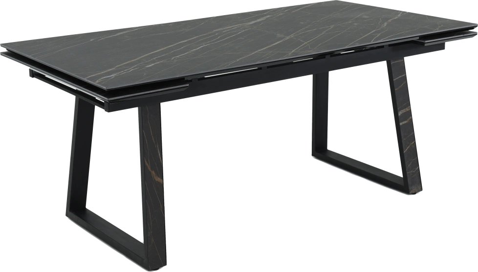 Кухонный обеденный стол Monaco, раздвижной 180, черный Quadro Noir Desir Bocciardato, каркас черный