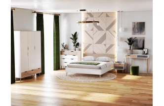 Шкаф трехстворчатый Соната, распашной для одежды, белый фон / дуб сонома