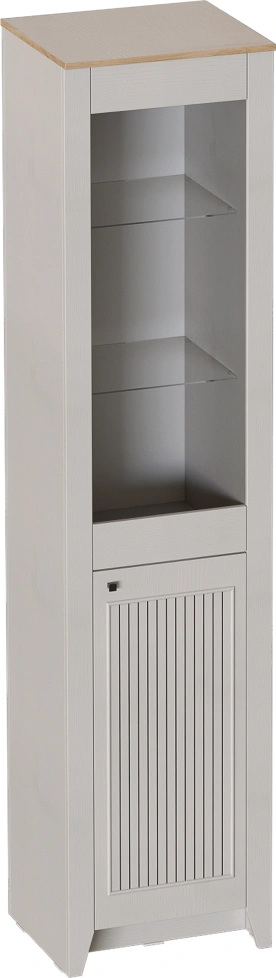 Шкаф-витрина Валенсия, правый, персидский жемчуг / дуб натуральный светлый