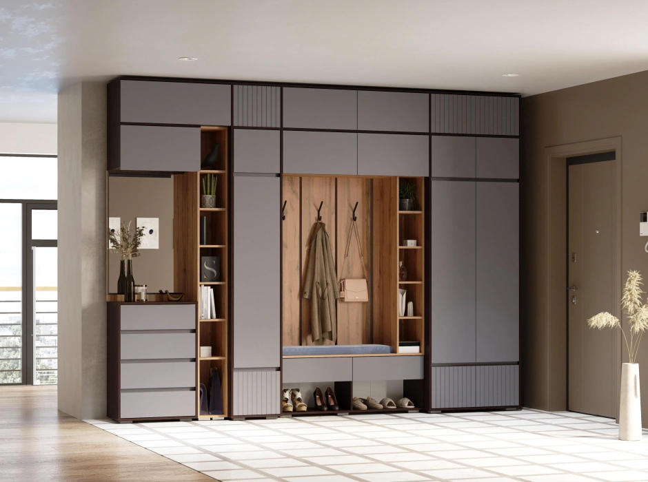 Модульная прихожая Роут, комплектация 1, венге / графит софт 