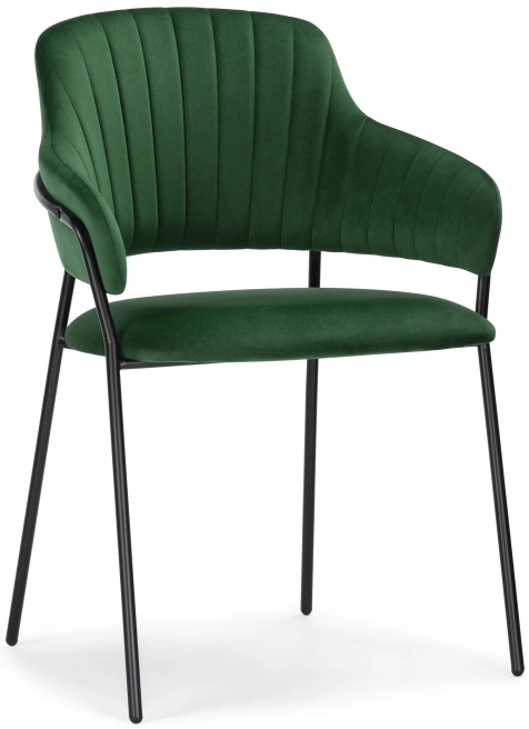 Стул Инклес, мягкий, темно-зеленый / черный глянец