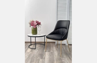 Стул Abriola, мягкий, Black Ti-25, PU, бронзовый каркас