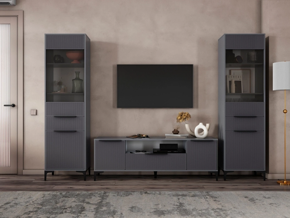 Модульная гостиная Иадама, комплектация 7, графит / графит софт