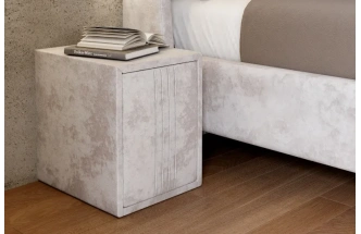 Тумба прикроватная Севилья, мягкая, с ящиками, велюр, тиффани бежевый