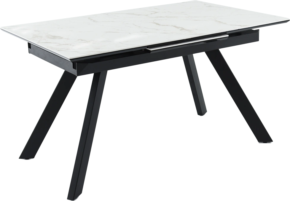 Кухонный обеденный стол Como, раздвижной 140, серый Calacata vaglioro, каркас черный