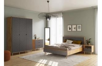 Комод Денвер, на ножках, с тремя ящиками, луб вотан / графит