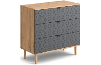 Комод Денвер, на ножках, с тремя ящиками, луб вотан / графит