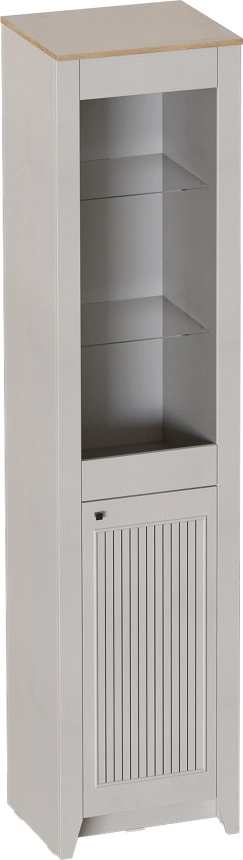 Шкаф-витрина Валенсия, левый, персидский жемчуг / дуб натуральный светлый