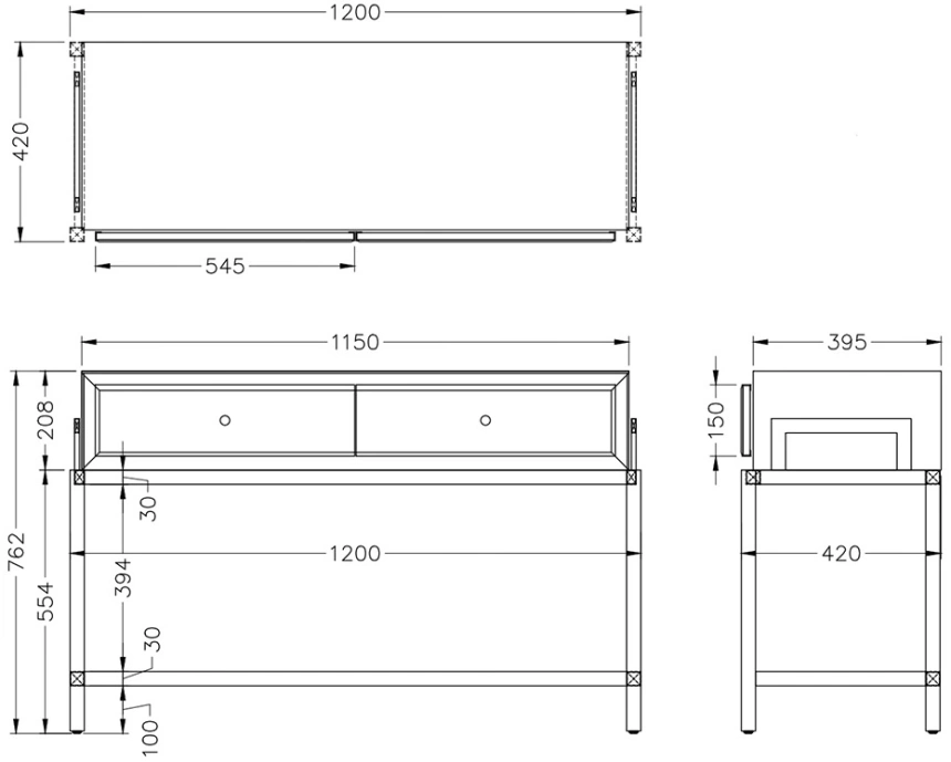 Туалетный столик KFG210, бронза / золото