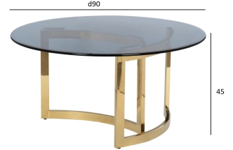 Журнальный стол 47ED-CT062GOLD, 90x90x45, закаленное стекло темное, прозрачный / золото 