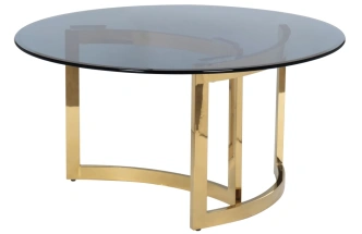 Журнальный стол 47ED-CT062GOLD, 90x90x45, закаленное стекло темное, прозрачный / золото 
