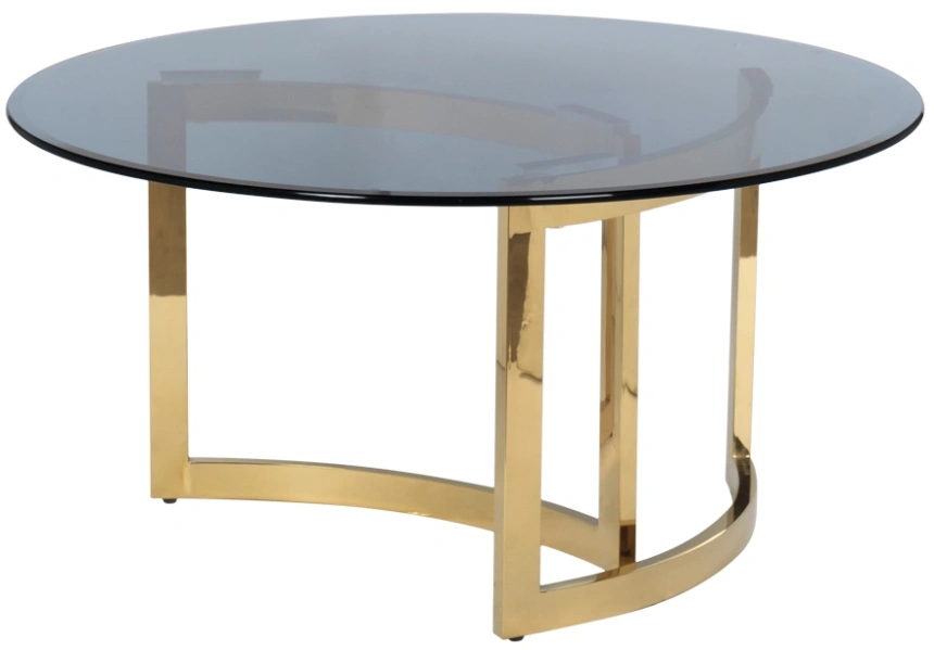 Журнальный стол 47ED-CT062GOLD, 90x90x45, закаленное стекло темное, прозрачный / золото 