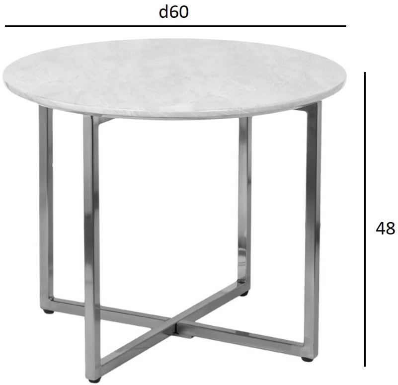 Журнальный стол 30B-85521, 60x60x48, МДФ с полимерным покрытием, черный мрамор / хром 