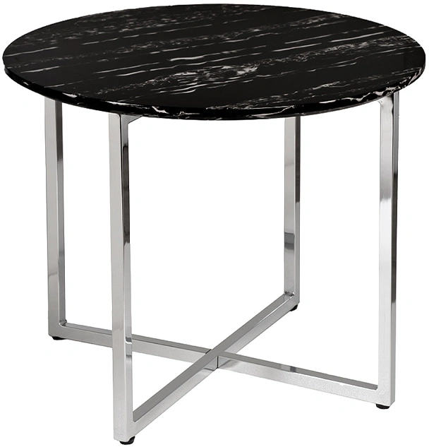 Журнальный стол 30B-85521, 60x60x48, МДФ с полимерным покрытием, черный мрамор / хром 