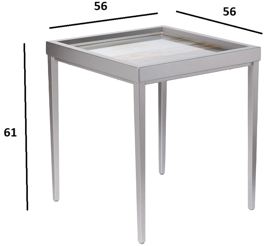 Журнальный стол Mirage, 56x56x61, МДФ, хром