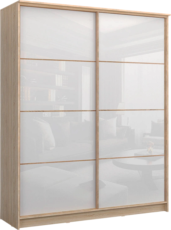 Шкаф-купе Байкал-2 двухдверный, 177x220, Дуб сонома/Белый глянец