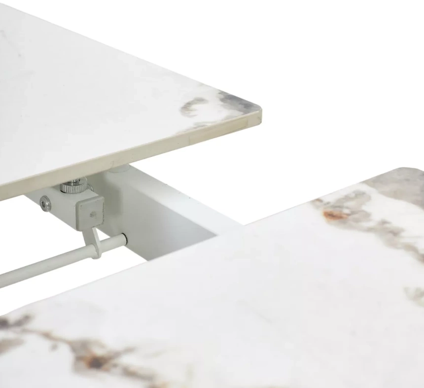 Кухонный раздвижной стол Corner 120, gloss golden jade solid ceramic / white