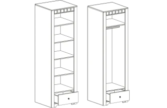 Шкаф однодверный Прованс, распашной для одежды, бодега белая / патина премиум