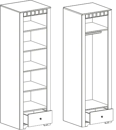 Шкаф однодверный Прованс, распашной для одежды, бодега белая / патина премиум