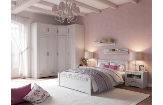 Шкаф однодверный Прованс, распашной для одежды, бодега белая / патина премиум