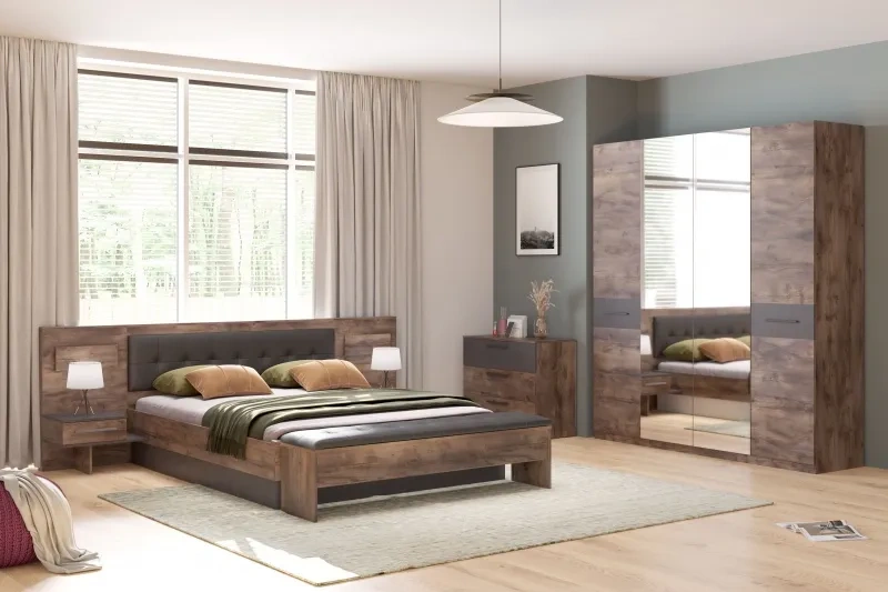 Комод Глазго, с тремя ящиками, металл бруклин / таксония