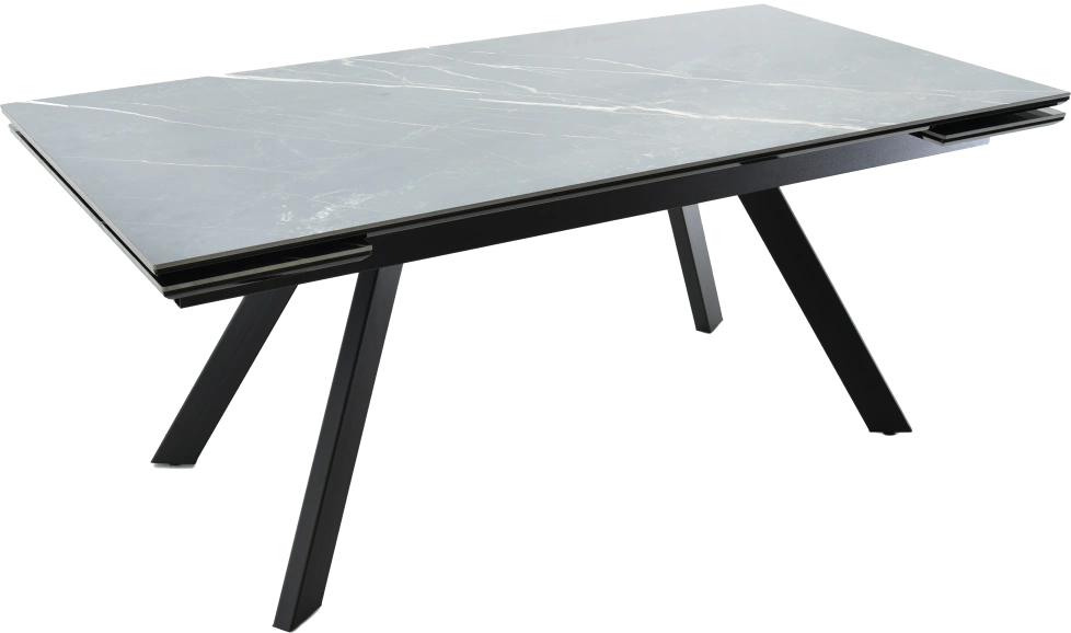Кухонный обеденный стол Monaco, раздвижной 180, черный Noir Desir Bocciardato, каркас черный