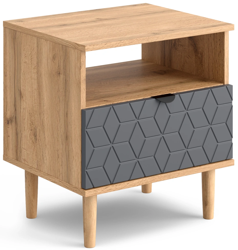 Тумба прикроватная Денвер, с ящиком, дуб вотан / графит
