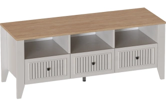 Тумба ТВ Валенсия, с тремя ящиками, персидский жемчуг / дуб натуральный светлый